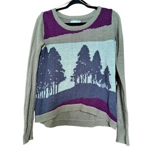 Billabong Forest Scene Knit Sweater – Size S | Earthy Graphic Pullover